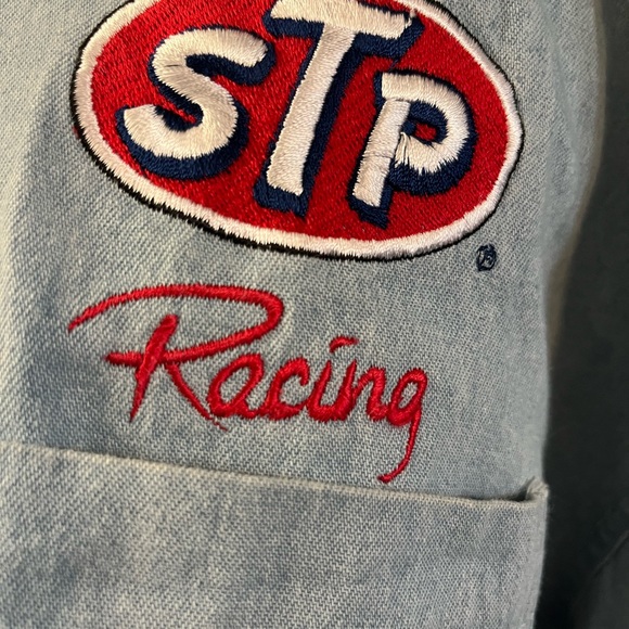 Ken Bouchard Signed Stp Racing Vintage NASCAR Button Up Denim Jean Shirt - Picture 10 of 12